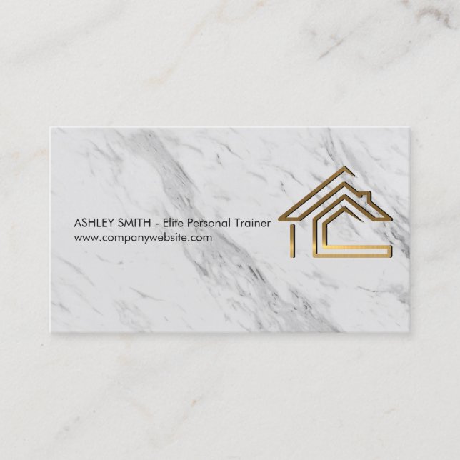 Gold Metal House Logo | Marmor Visitenkarte (Vorderseite)