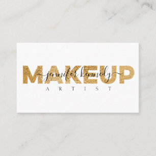 Gold Metal Makeup Artist Script Beauty Salon Visitenkarte