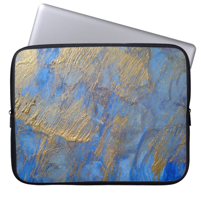 Gold-Metallic Abstrakt auf blau Laptopschutzhülle (Vorderseite)