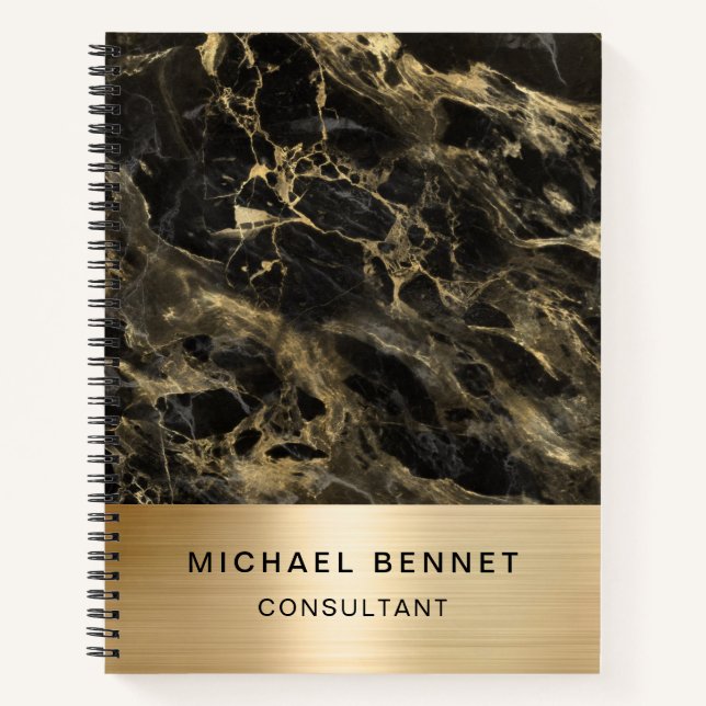 Gold Metallic Black Marble Consultant Business Notizbuch (Vorderseite)