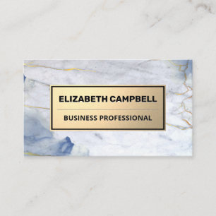 Gold Metallic   Blaue Marmortextur Visitenkarte