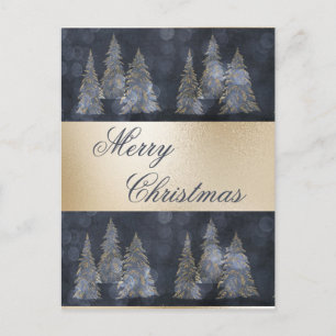 Gold Metallic Blue Elegant Pine Frohe Weihnachten 