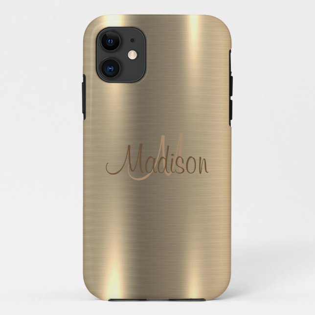 Gold Metallic Chic Elegante Chic Personalize Case-Mate iPhone Hülle (Rückseite)
