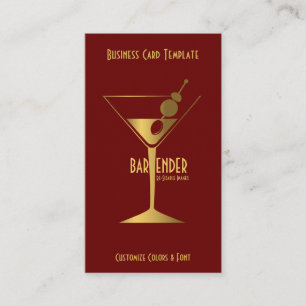 Gold Metallic Cocktail Logo Barkeeper Visitenkarte