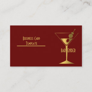 Gold Metallic Cocktail Logo Barkeeper Visitenkarte