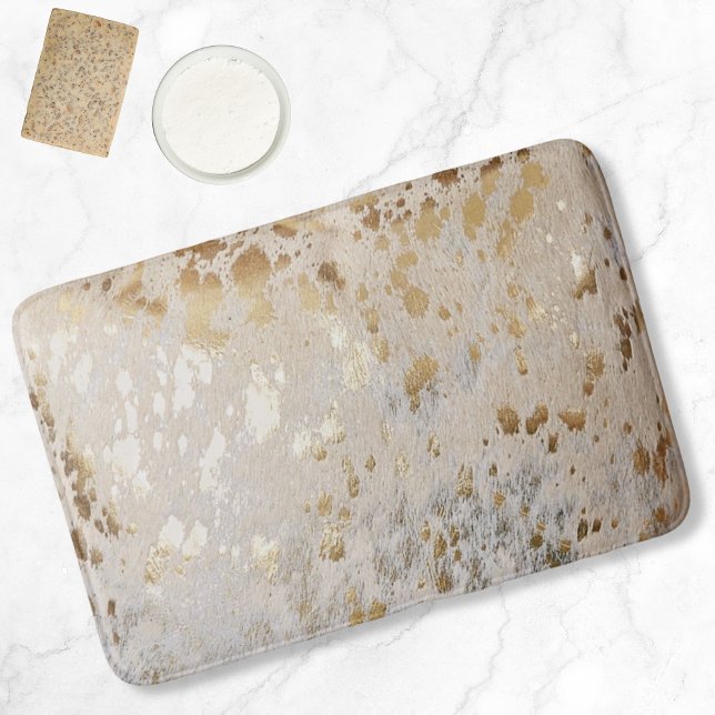 Gold Metallic Cowhide Print | Luxus Badematte (Gold Cowhide Print Metallic Bath Mat
)