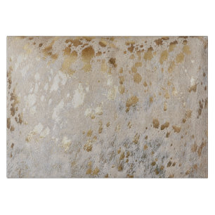Gold Metallic Cowhide Print   Luxus Schneidebrett