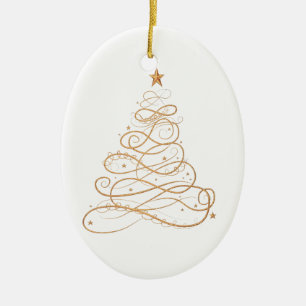 Gold Metallic Filigree Weihnachtsbaum Keramik Ornament