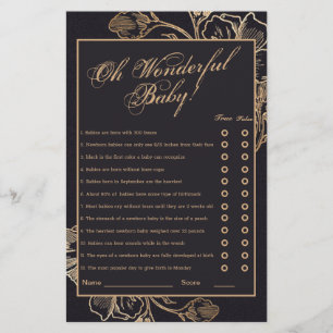Gold Metallic Floral Arrangement Bridal Showe Game