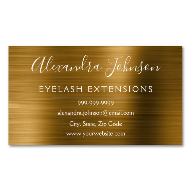 Gold Metallic Foil Eyelash Extensions Beauty Magnetische Visitenkarte (Vorderseite)