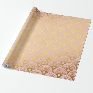 Gold Metallic Foil Mermaid Scales Pink Moderne Geschenkpapier