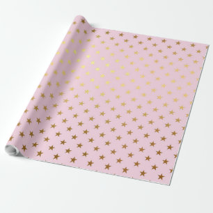 Gold Metallic Foil Star Stars Rosa Moderne Geschenkpapier
