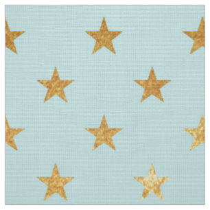 Gold Metallic Foil Star Sterne Sterne Aquamarines  Stoff