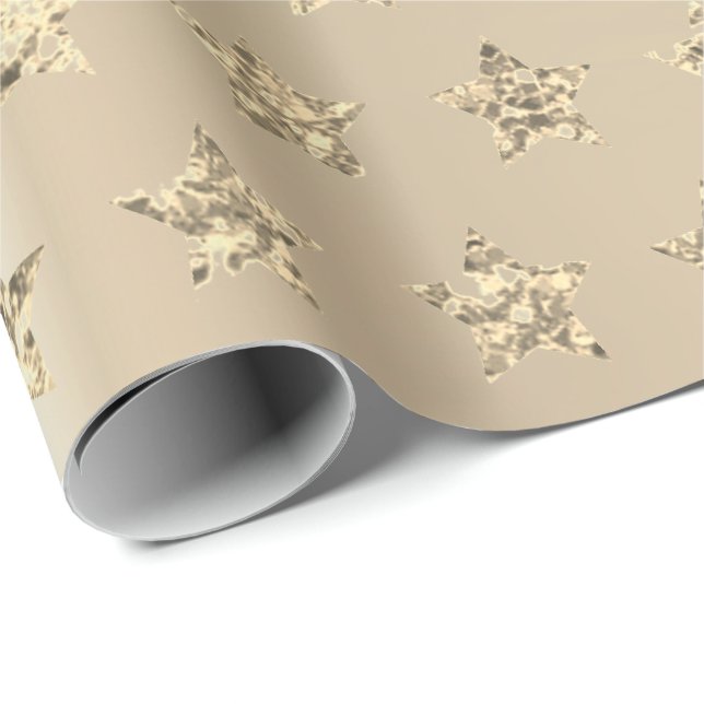 Gold Metallic Foxier Elfenbein Glitzer VIP Stars Geschenkpapier (Rolleneckpunkt)