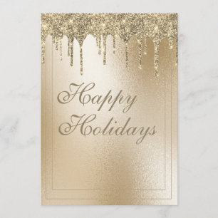 Gold Metallic Glitzer Tropfen Elegantes Weihnachts Feiertagskarte