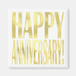 Gold Metallic Happy Jubiläum stilvoll chic Magnet