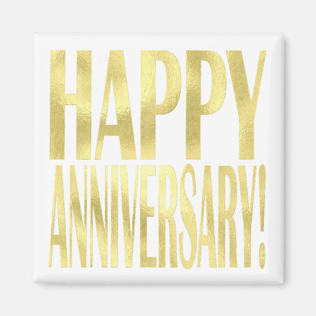 Gold Metallic Happy Jubiläum stilvoll chic Magnet (Vorne)