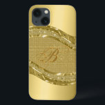 Gold-Metallic-Look mit Diamantmuster iPhone 13 Hülle<br><div class="desc">Gold Farben glänzen metallisches Aussehen mit Diamanten-Muster. Benutzerdefiniertes und optionales Monogramm</div>