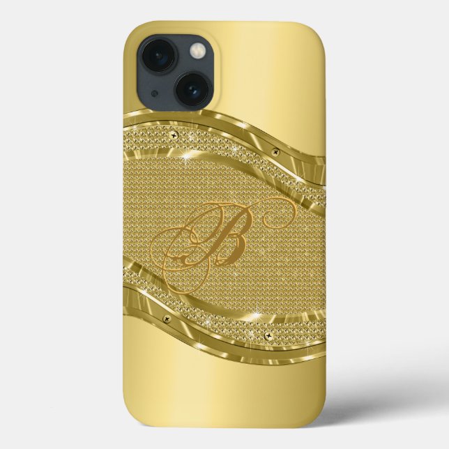 Gold-Metallic-Look mit Diamantmuster Case-Mate iPhone Hülle (Rückseite)