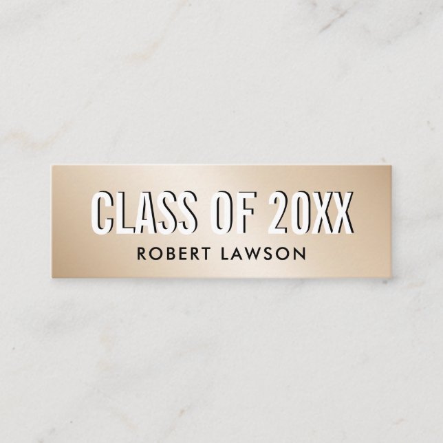 Gold Metallic Luxe Class Abschluss Name Card Mini Visitenkarte (Vorderseite)