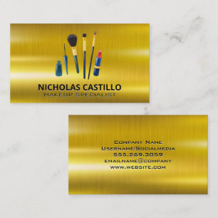 Gold Metallic   Makeup Brushes Visitenkarte