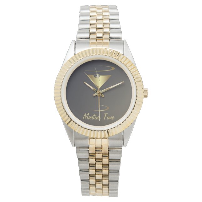 Gold Metallic Martini Time Armbanduhr (Vorderseite)