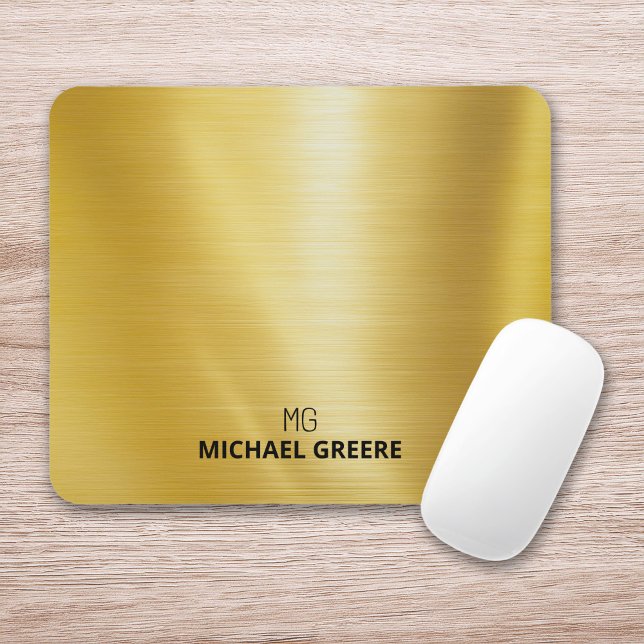 Gold Metallic Mit Monogramm Mousepad (Von Creator hochgeladen)