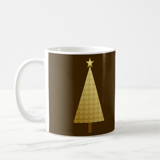 Gold Metallic Moderner Weihnachtsbaum Kaffeetasse (Links)