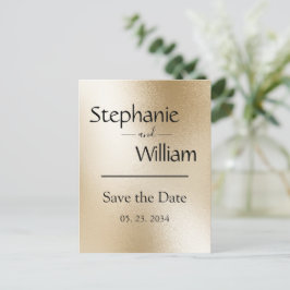 Gold Metallic Modernes Elegant Save the Date stilv Ankündigungspostkarte