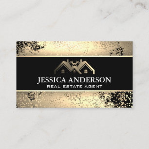 Gold Metallic Property Logo   Golden Brush Speck Visitenkarte