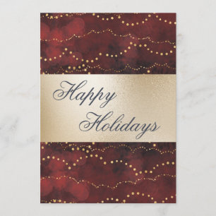 Gold Metallic Red Elegante Happy Holidays Feiertagskarte