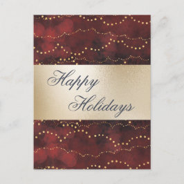 Gold Metallic Red Elegante Happy Holidays Feiertagspostkarte