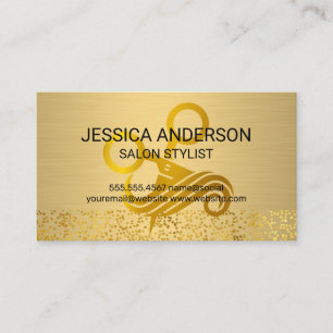 Gold Metallic   Schere Haarsalon-Logo Visitenkarte