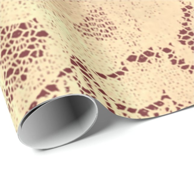 Gold Metallic Sepia Luxury Floral Lace Burgund Lux Geschenkpapier (Rolleneckpunkt)