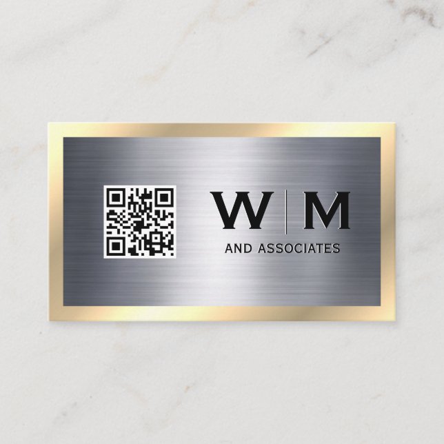 Gold Metallic | Sleek | Monogramm Visitenkarte (Vorderseite)