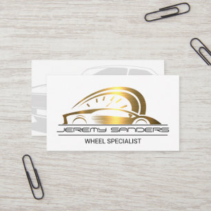 Gold Metallic Sports Car Logo Visitenkarte