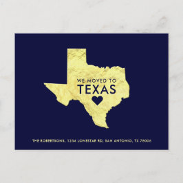 Gold Metallic Texas Map Navy Blue New Address Ankündigungspostkarte