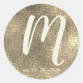 Gold Metallic Wedding Monogram Umschlag Aufkleber