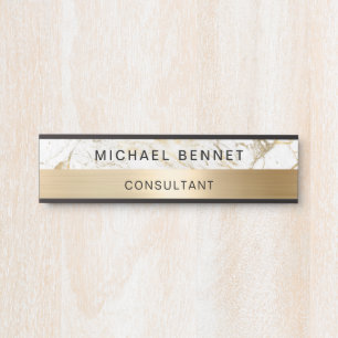 Gold Metallic White Marble Consultant Business Türschild