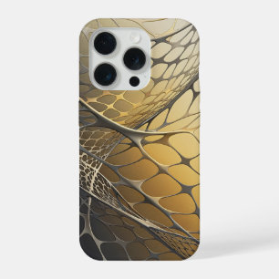 Gold Metallisch 3D-Netz Abstracte Luxus Kunst iPhone 15 Pro Hülle