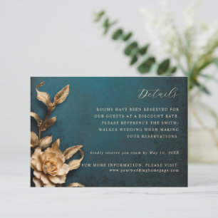 Gold Metallische Blume Hochzeitskarte RSVP Karte