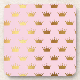 Gold Metallische Foil Crowns Pink Royal Modern Getränkeuntersetzer
