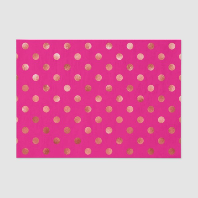 Gold Metallische Imitat Foil Polka Dot Pink Hinter Seidenpapier (Vorderseite)