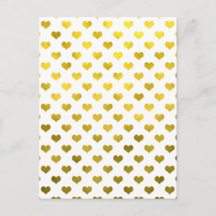 Gold Metallische Imitate Foil Hearts Polk Dot Hear Postkarte