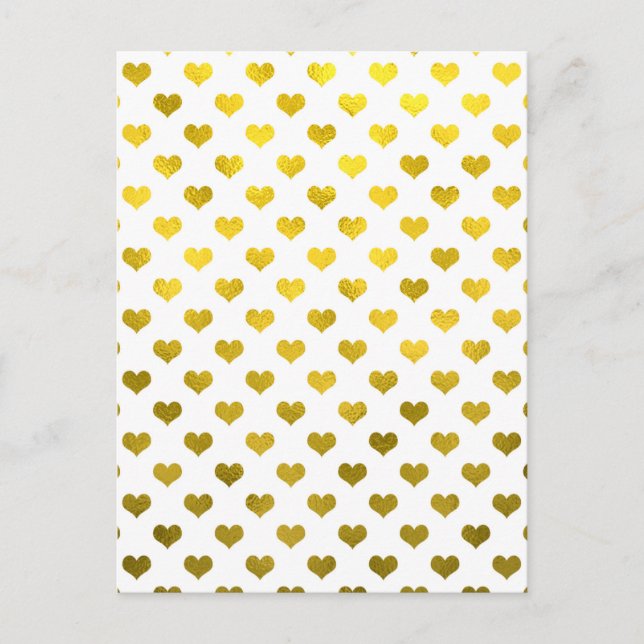 Gold Metallische Imitate Foil Hearts Polk Dot Hear Postkarte (Vorderseite)
