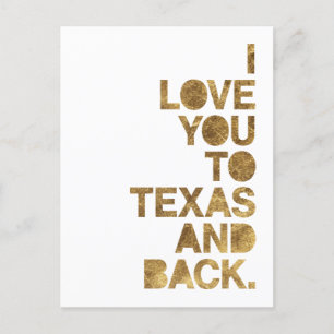 Gold Metallische Liebe Sie nach Texas und zurück P Postkarte