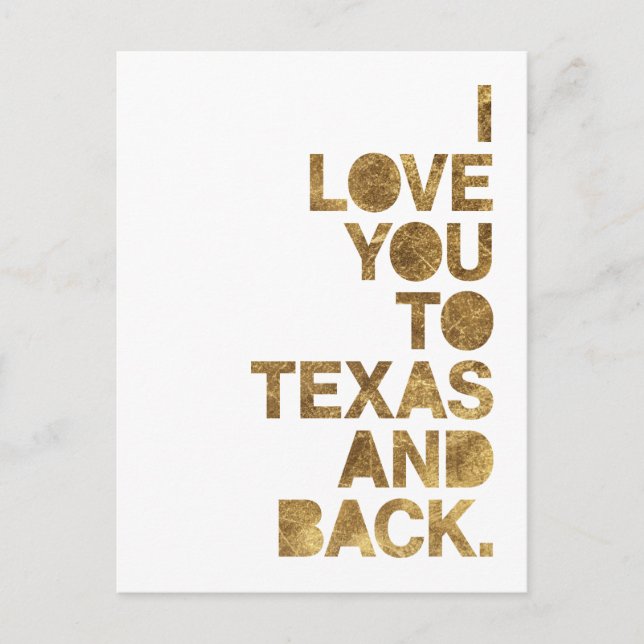 Gold Metallische Liebe Sie nach Texas und zurück P Postkarte (Vorderseite)