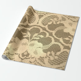 Gold Metallischer Champagner Luxus Floral Lace Bro Geschenkpapier