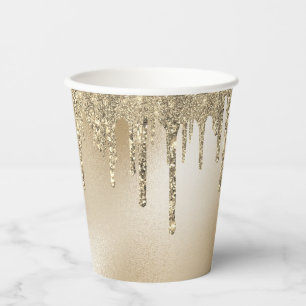 Gold Metallischer Glitzer Tropfen Elegante Pappbecher