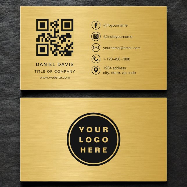 Gold-Metallisches Firmenlogo QR-Code  Visitenkarte (Von Creator hochgeladen)